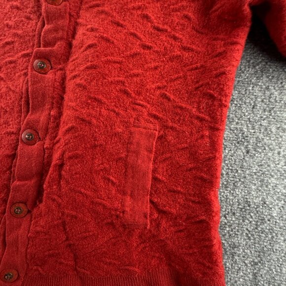 COOGI Women Pure New Wool Cardigan Sweater Red Buttons Pockets Knit Soft ~med - Picture 8 of 16